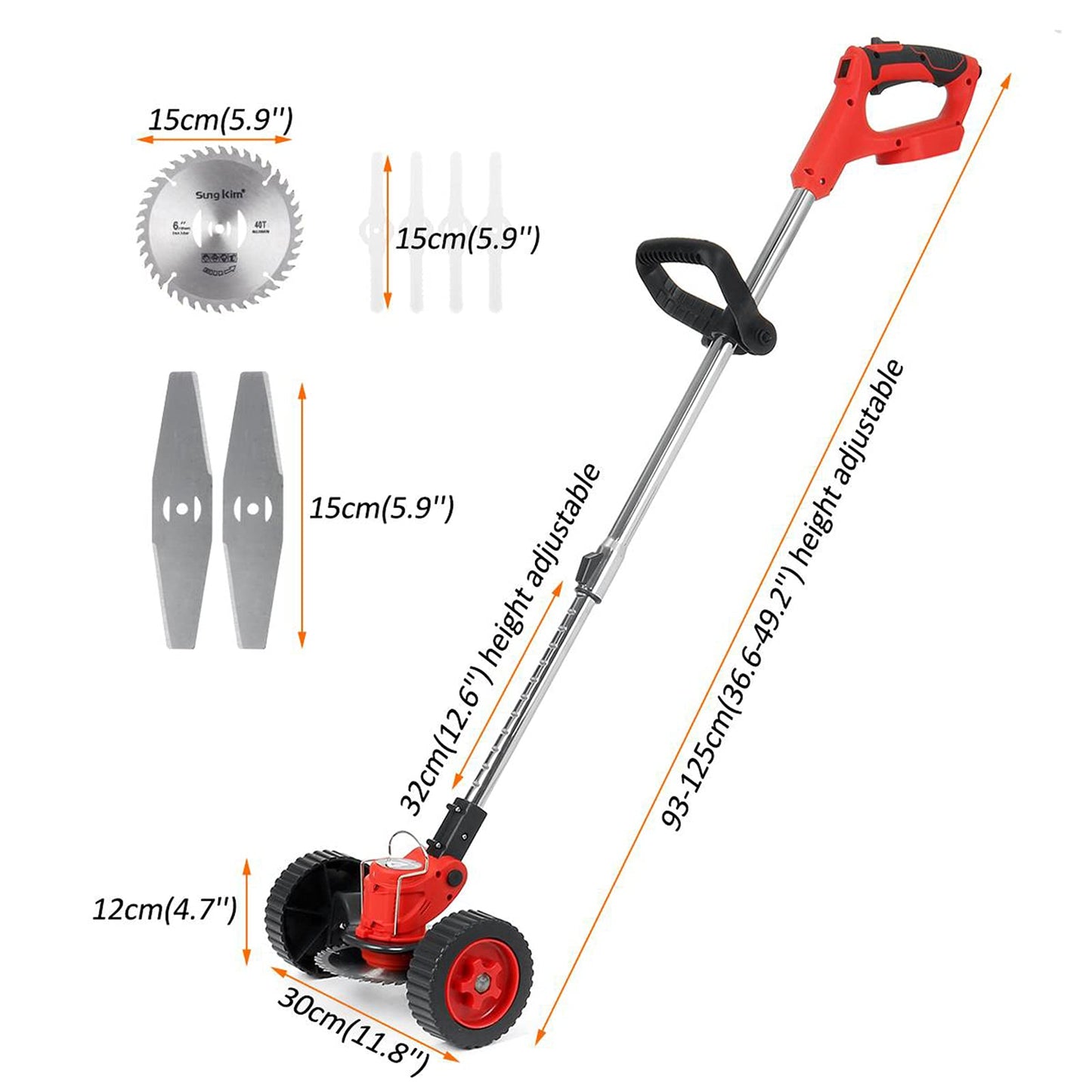 CORTA CESPED ELECTRICO PLEGABLE 2 BATERIA 48V